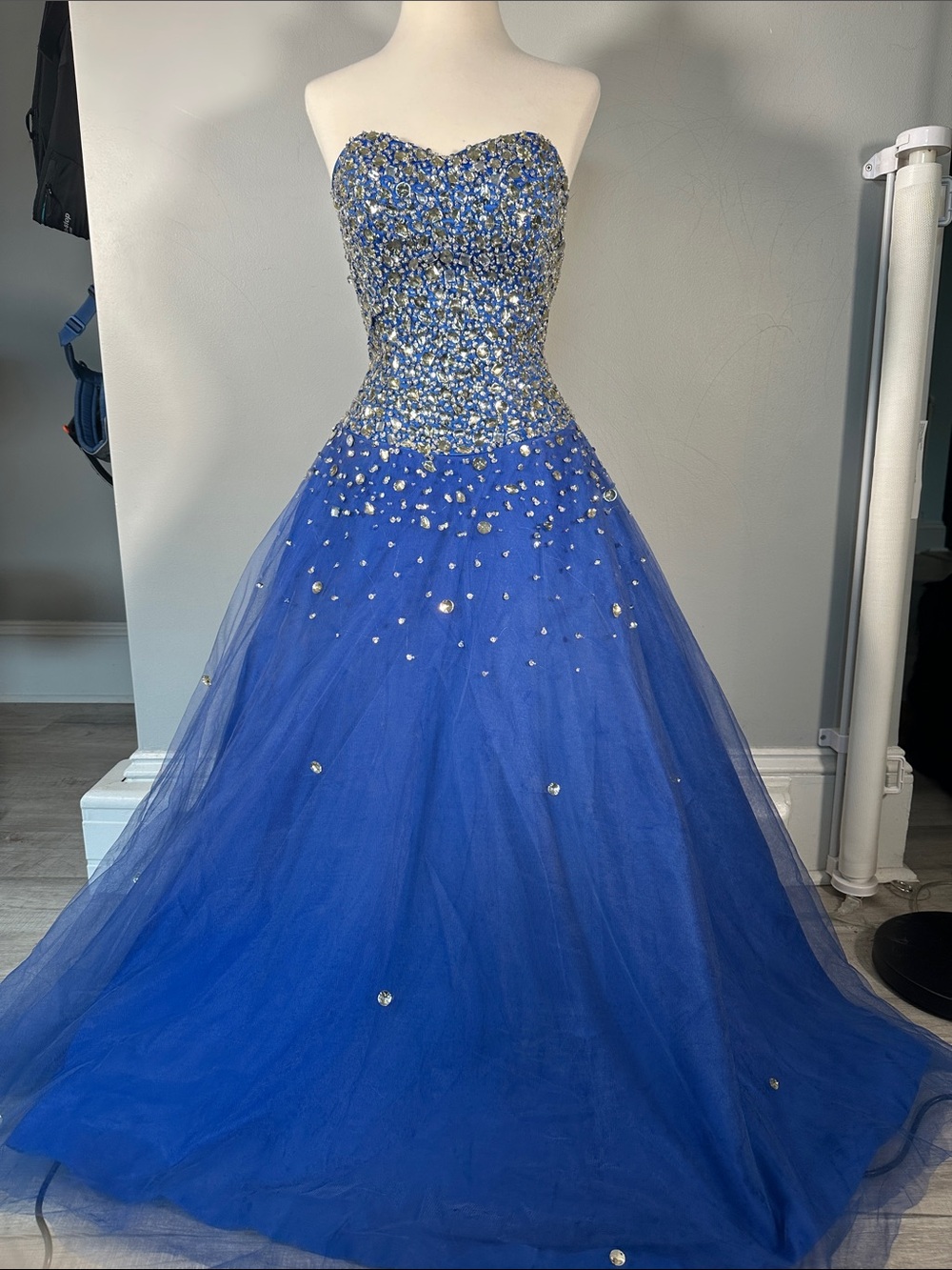 Royal Blue Strapless Prom Dress - Picture 2 of 10
